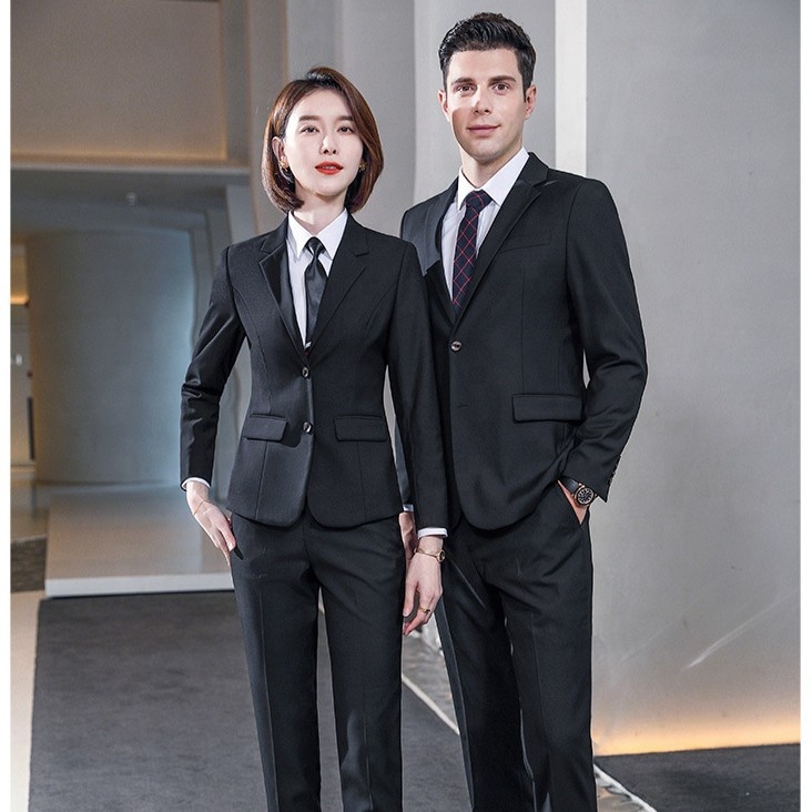 High Quality 65.2% Polyester 34.8% Viscose 2-Button Solid Formal Lounge Business Dress Suits Company Concierge Uniform For Women