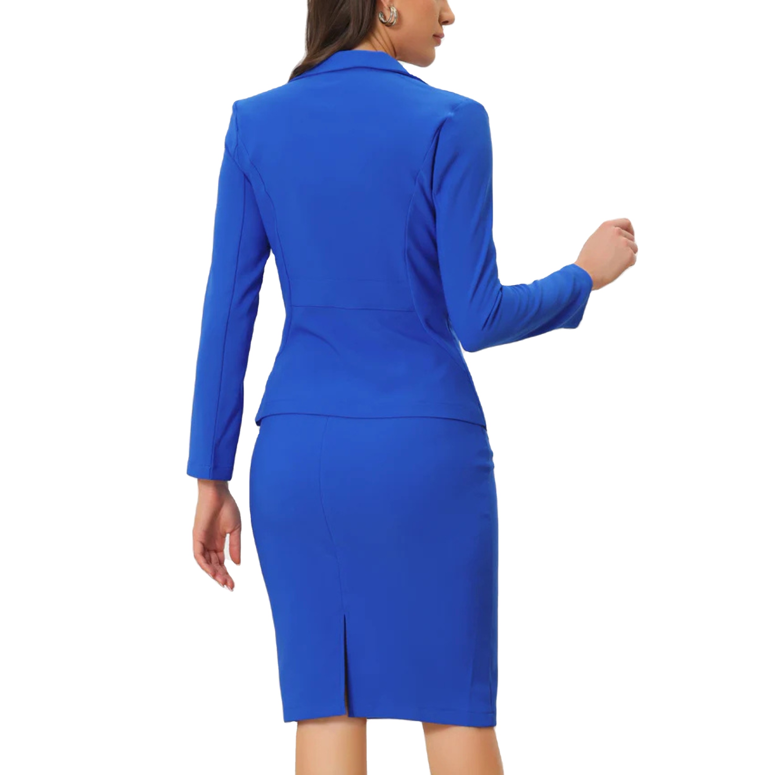 Women's Casual Business Suit Set 2-Piece Long Sleeve Blazer &amp; Pencil Skirt with Notched Lapel for Office &amp; Meetings 2026