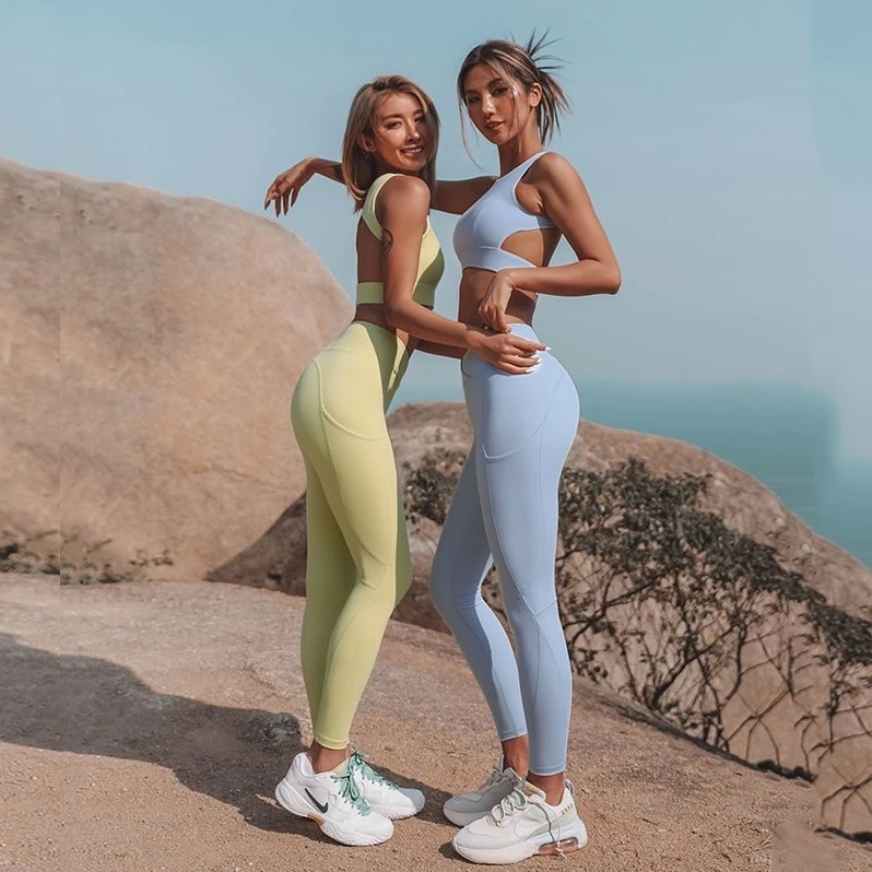 New Women's Plus Size 2-Piece Sportswear Fitness Gym Workout High Waist Wear Butt Lift Yoga Legging Wholesale Yoga Set
