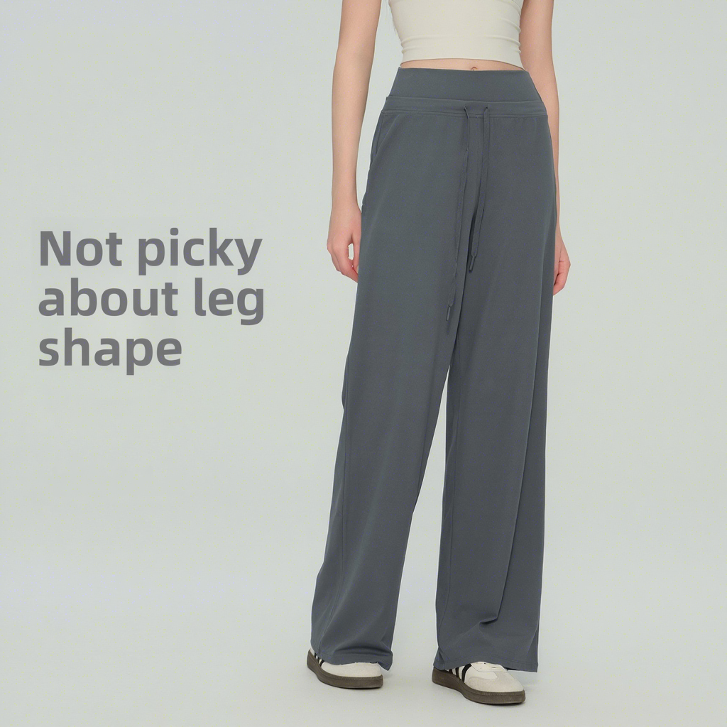 Women's Spring/Summer Four Seasons Edition Solid Color Drapey Wide-leg Casual High-waisted Sport Straight-leg Fitness Yoga