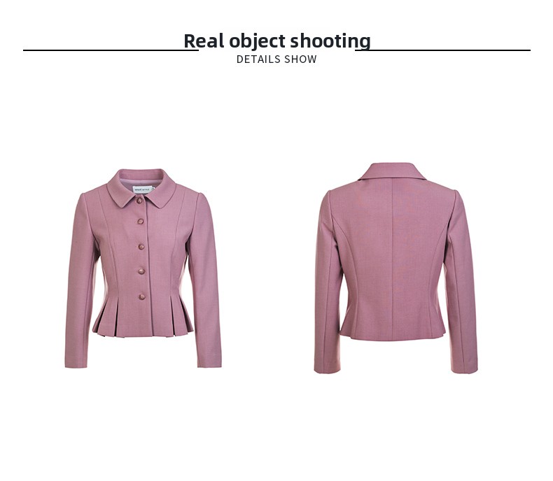 MINZESTYLE Women's Autumn Office Lady Button Skirts Suits Peter Pan Coral Business Suit