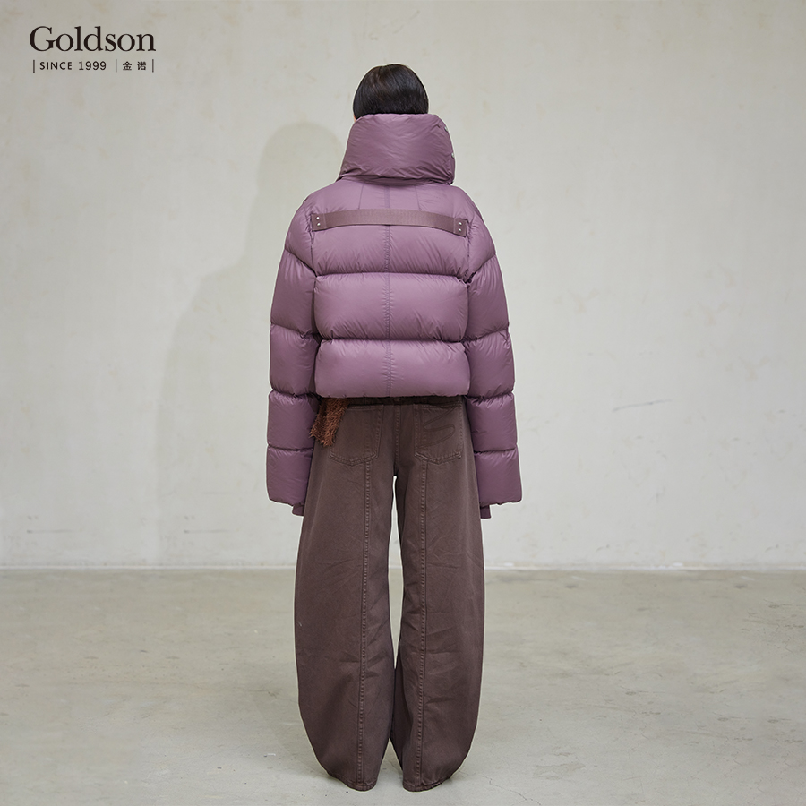 Women's Down Jacket with Attached Scarf Elegant and Warm Outerwear