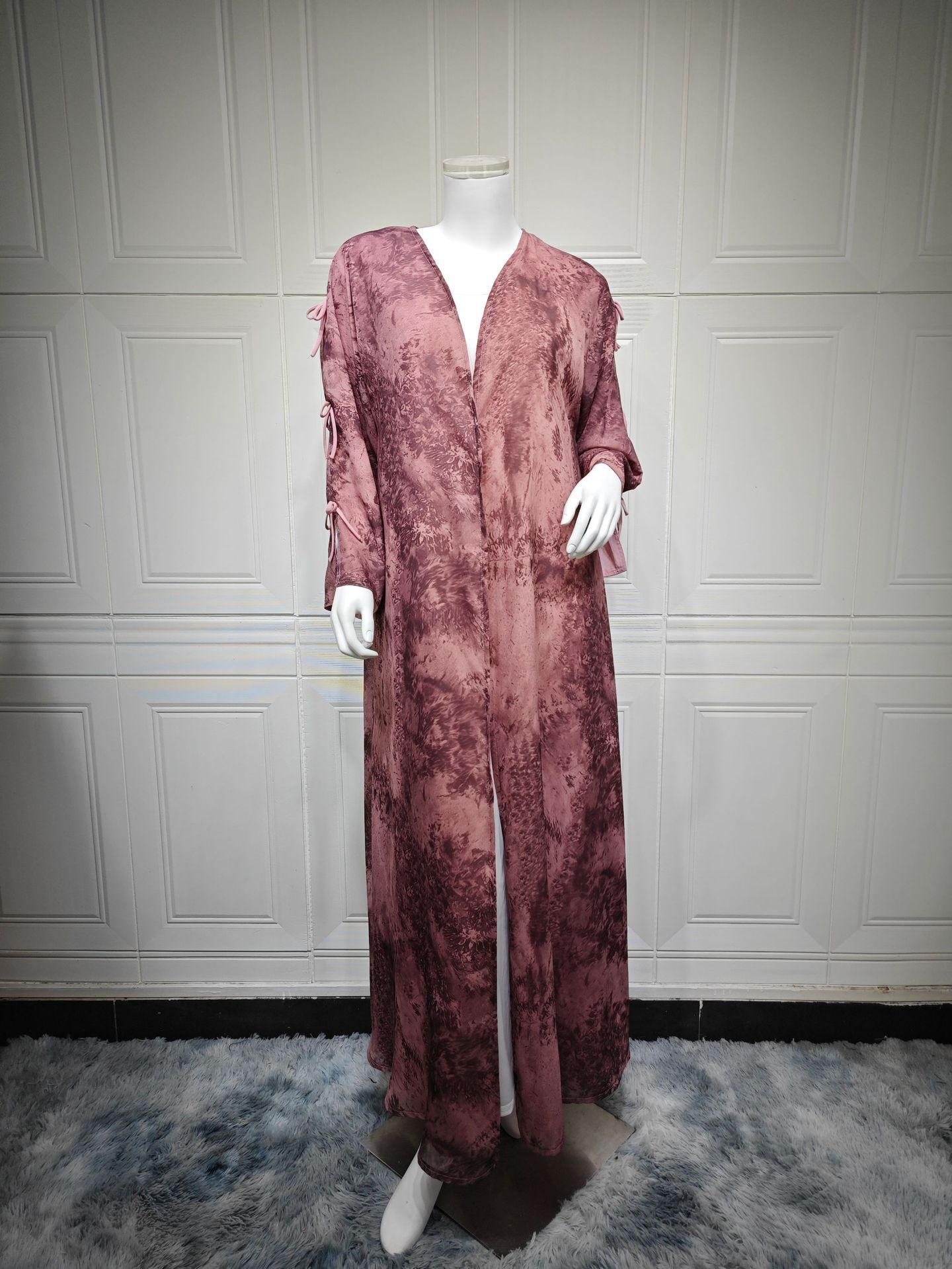 High Quality Elegant Modest Fashion Women's Muslim Polyester Chiffon Print Two-piece Summer Casual Set with Hood