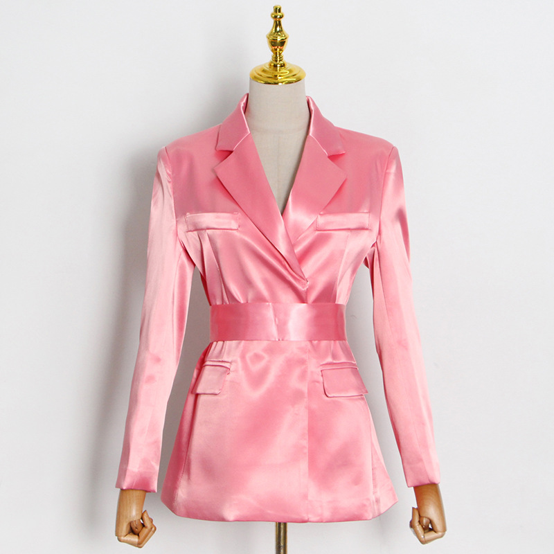 Hot-selling High-end Satin-acetate Lapel Custom Women's Fashion Dress Coordination Women's Pantsuit Office