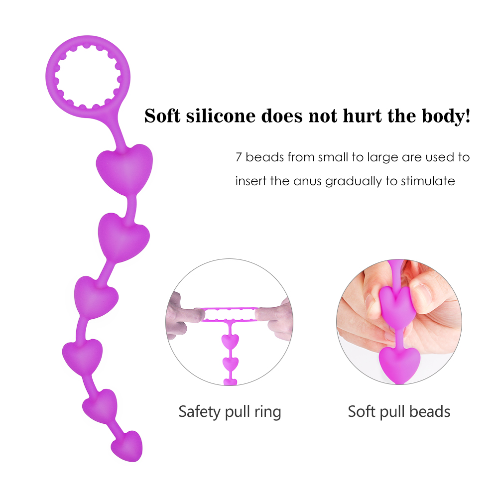 OEM Sexy Novelties 6 heart Beads Silicone Pull Chain Butt Plug Backyard Supplier, Service
