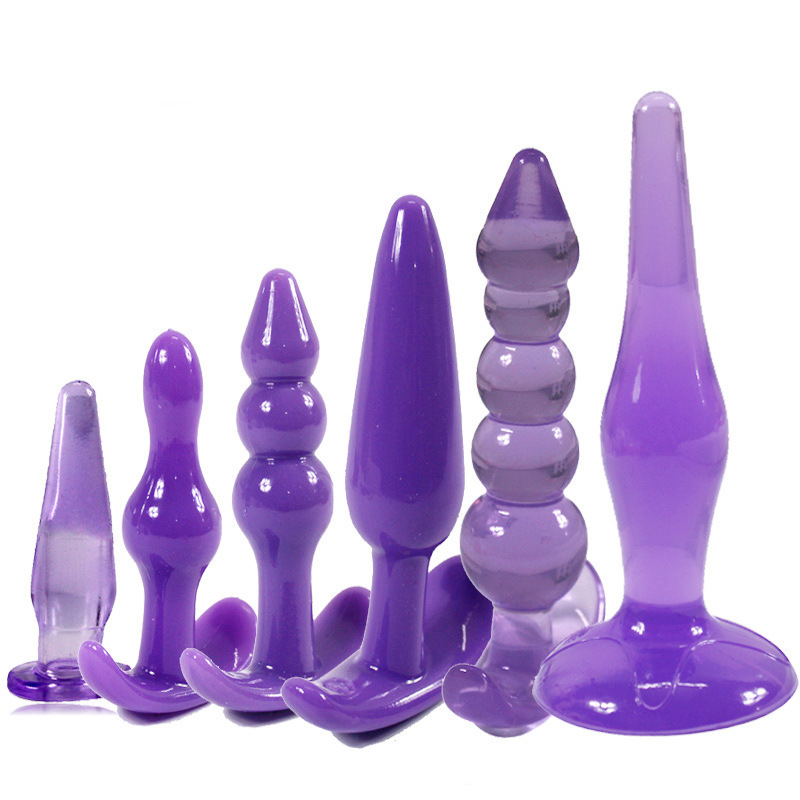 Wholesale 6pcs or 7pcs Purple Set Soft TPE Anal Plug Set for Beginner Beads Butt Plugs Dildo Manufacturers, Suppliers