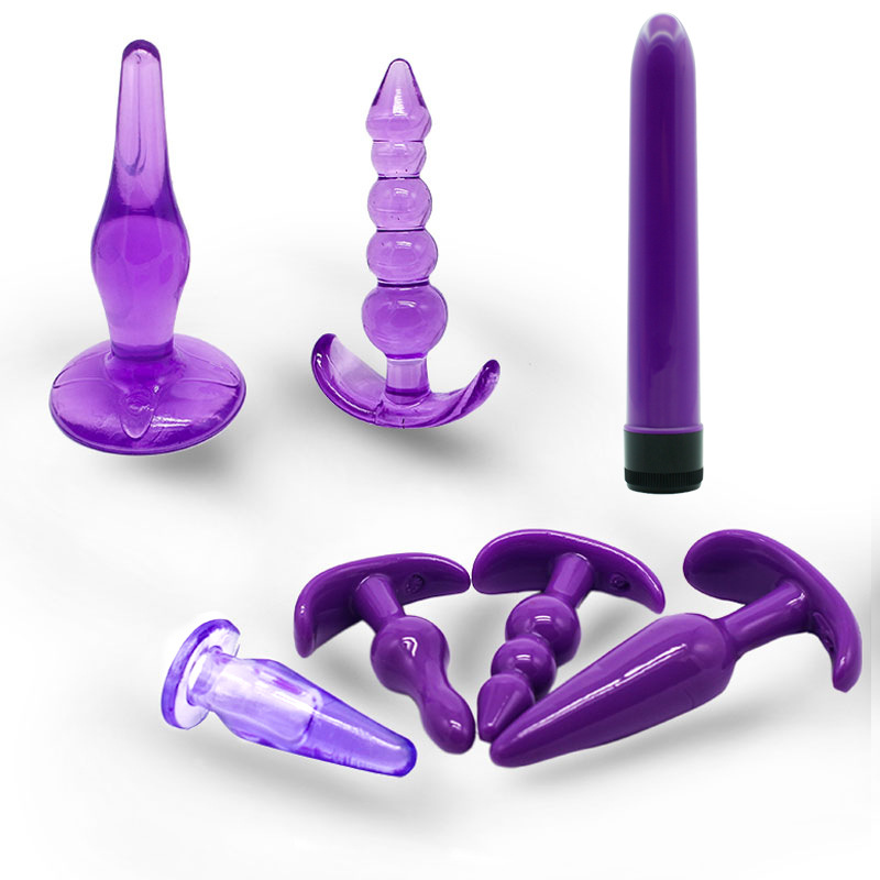Wholesale 6pcs or 7pcs Purple Set Soft TPE Anal Plug Set for Beginner Beads Butt Plugs Dildo Manufacturers, Suppliers