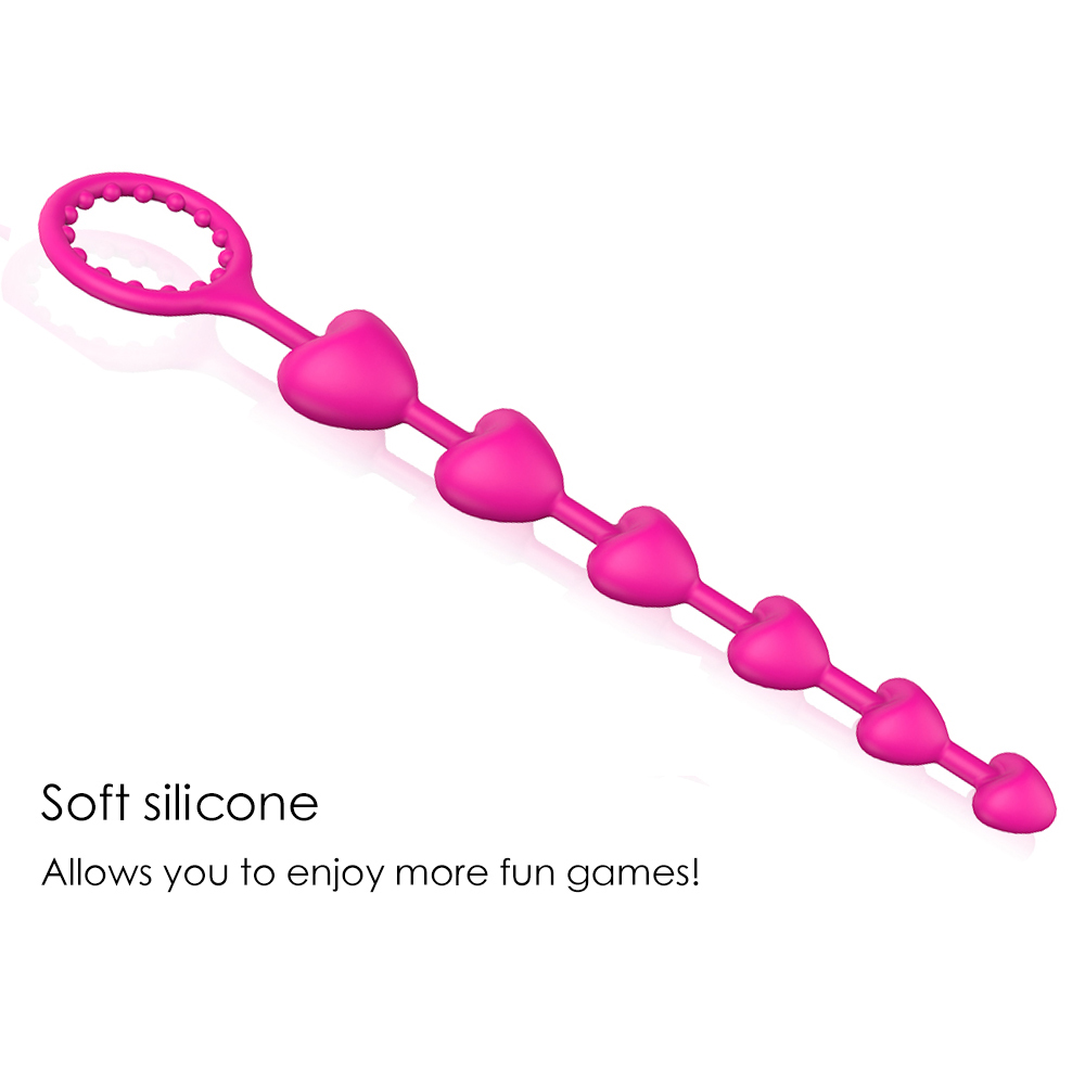 OEM Sexy Novelties 6 heart Beads Silicone Pull Chain Butt Plug Backyard Supplier, Service