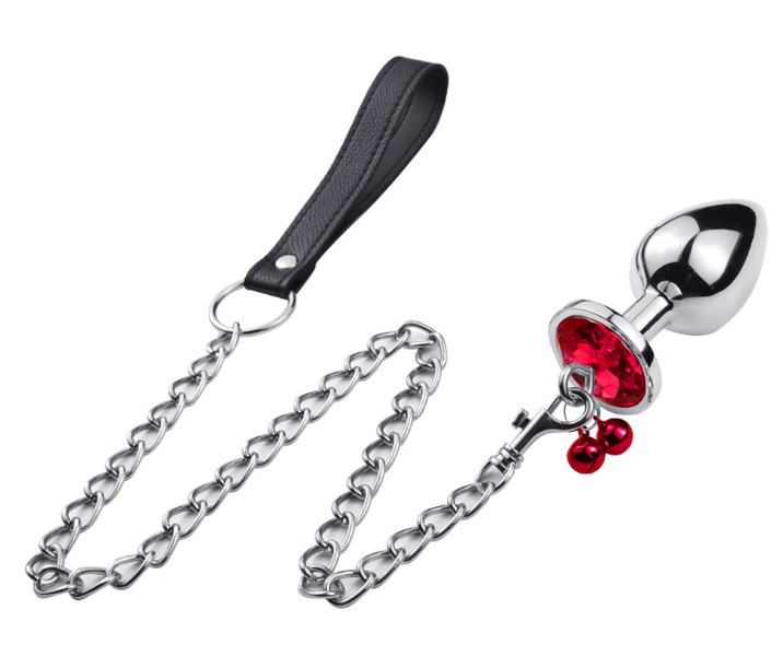Famous Heart Shaped Butt Plug Metal Jeweled Anal Plug with Bell Factory, Product