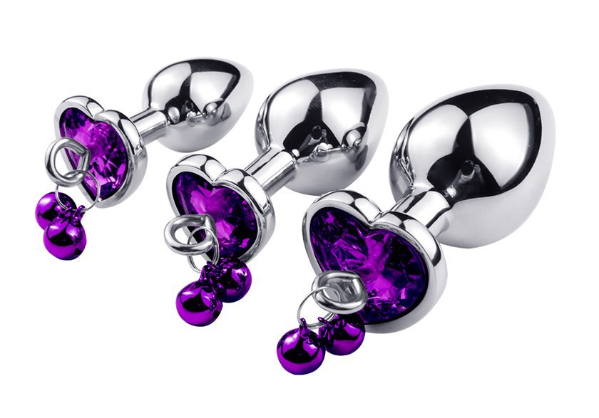 Famous Heart Shaped Butt Plug Metal Jeweled Anal Plug with Bell Factory, Product