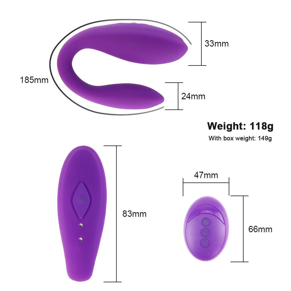 Wholesale Remote control dual Tip Vibrator U-Shaped G-Spot Clitoral Stimulator couples vibrator Factory, Pricelist
