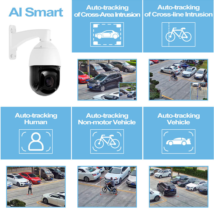 3MP Poe Outdoor Security IP Camera IP66 Weatherproof PTZ Speed Dome Camera Support Autotracking Human &amp; Vehicle Detection