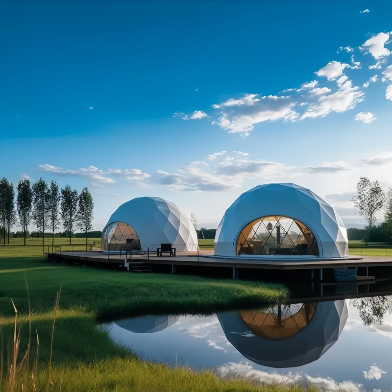 Prefab Luxury Mobile Portable Steel Frame Outdoor Waterproof Glamping Geodesic Dome Tent House with Bedrooms