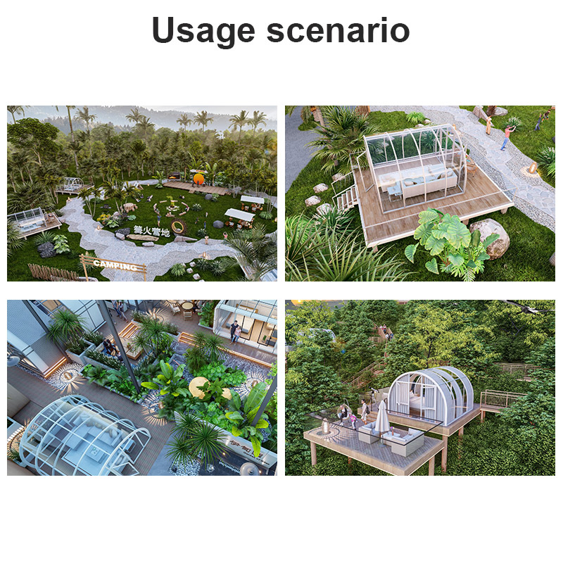 Semi Dome Seaside Glamping Sunroom Motorized Retractable Roof Lighting Shade Hotel or Resort Mobile Accommodation Sunroom