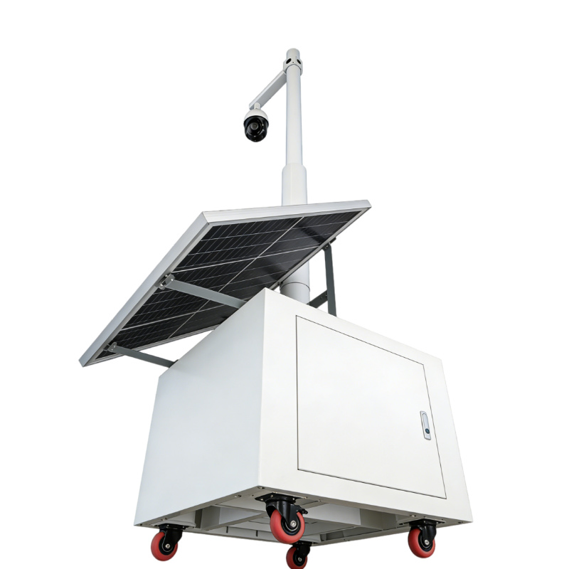 off-Grid Solar CCTV Monitoring Station with Wheeled Cabinet