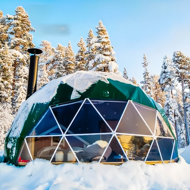Prefab Luxury Mobile Portable Steel Frame Outdoor Waterproof Glamping Geodesic Dome Tent House with Bedrooms