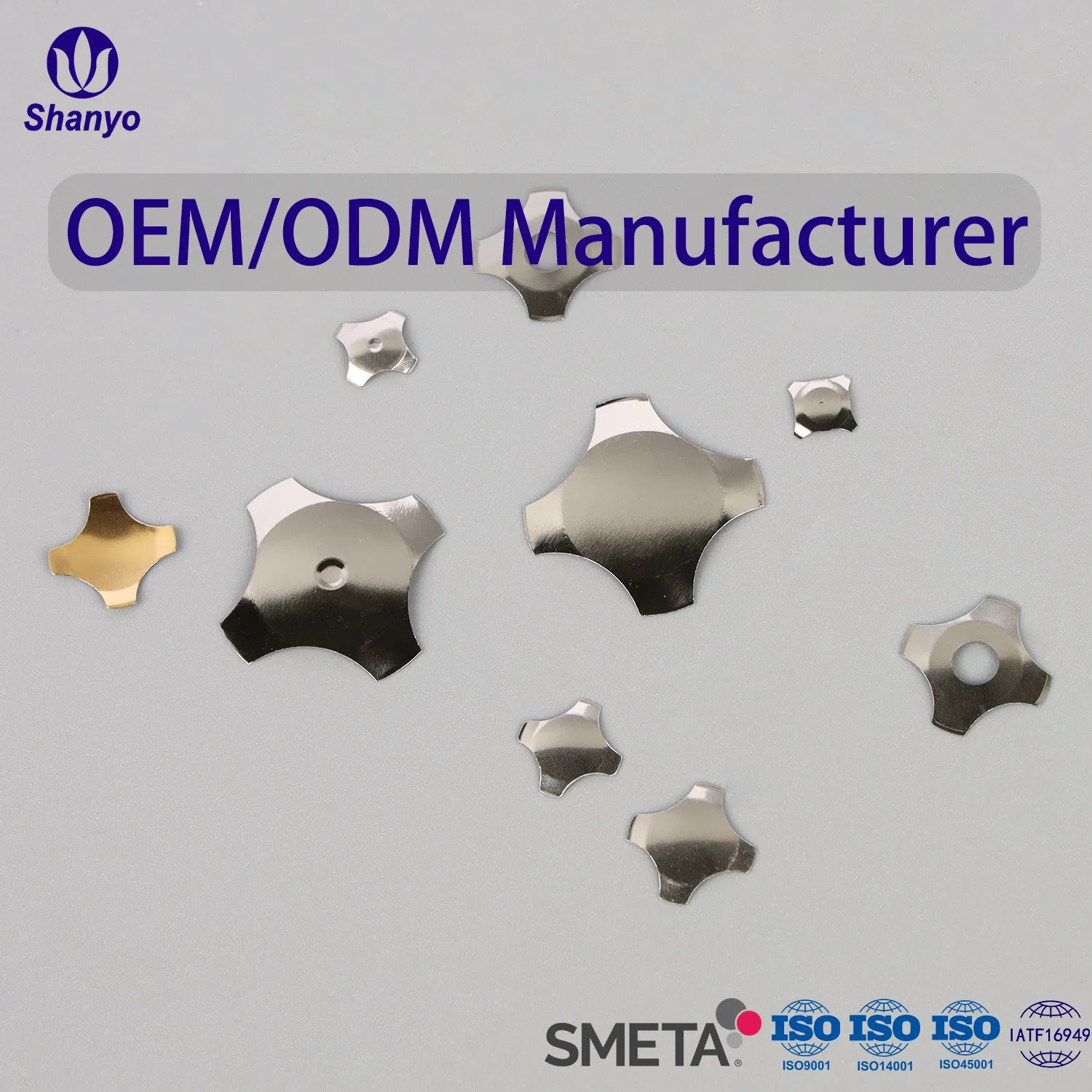 Shanyo Precision Stamping Cross Shape Tactile Snap Metal Dome Switches for Mobile Phone Buttons