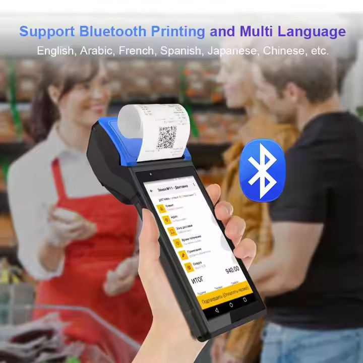 Edoo Vs50 58mm Thermal Label Printer 5.45 Inch Display NFC Wireless Data POS Terminal for Mobile Cashier Take-Away Teceipt