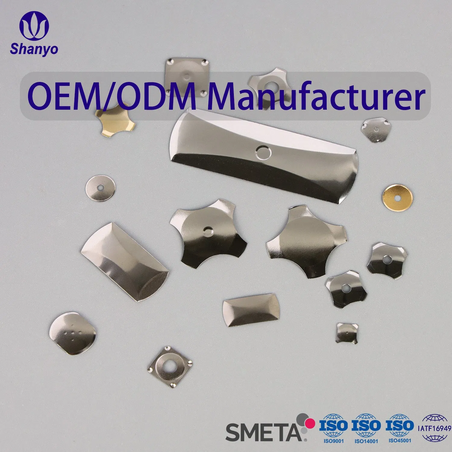 Shanyo Precision Stamping Cross Shape Tactile Snap Metal Dome Switches for Mobile Phone Buttons