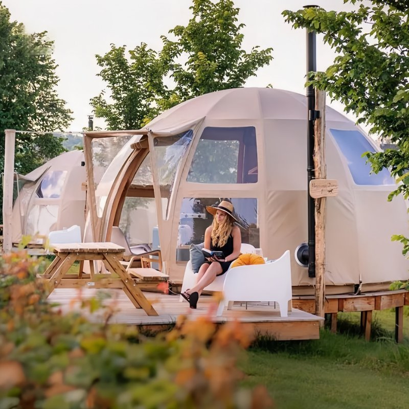 Prefab Luxury Mobile Portable Steel Frame Outdoor Waterproof Glamping Geodesic Dome Tent House with Bedrooms