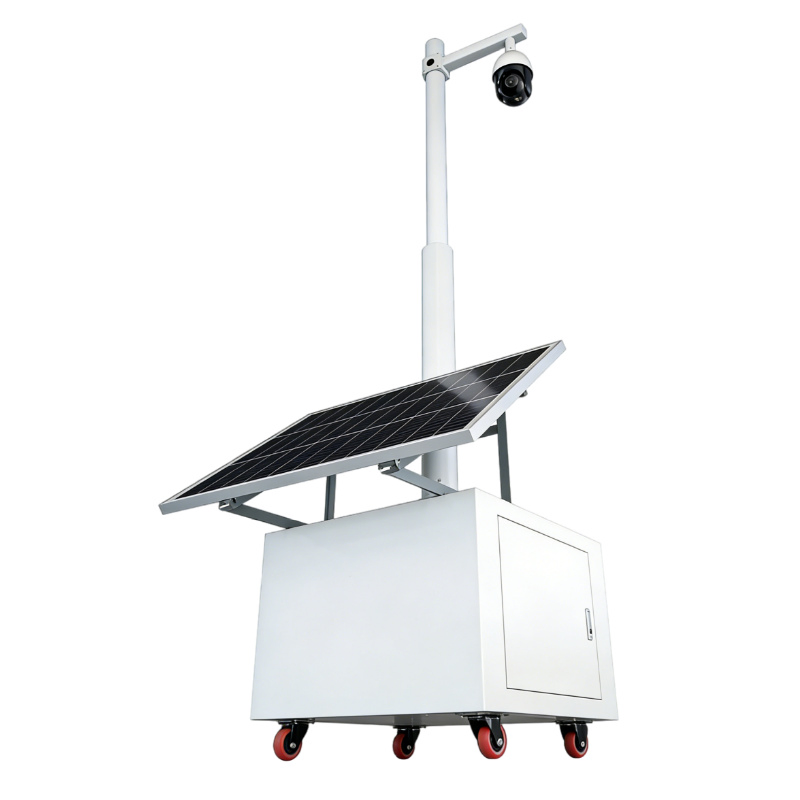 off-Grid Solar CCTV Monitoring Station with Wheeled Cabinet