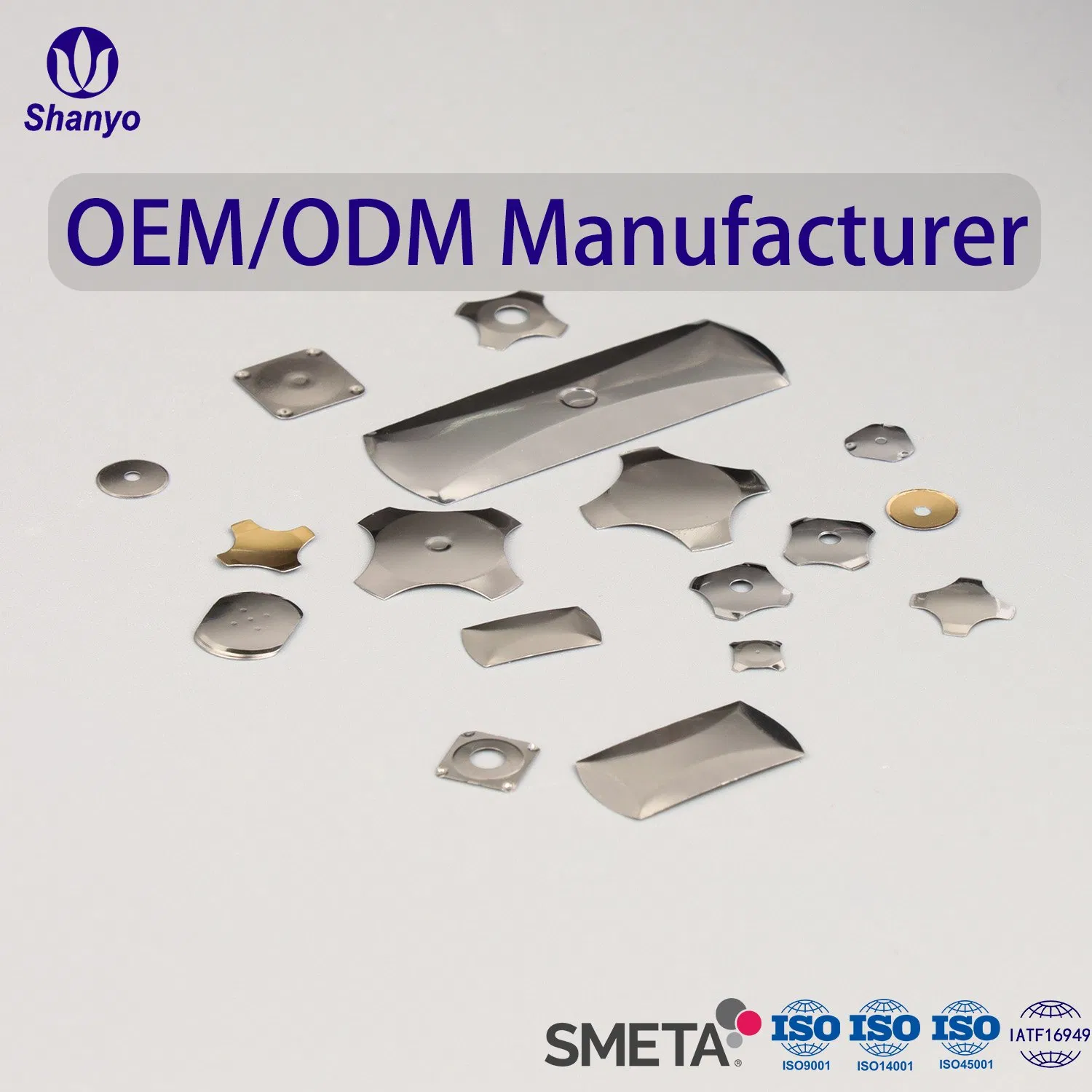 Shanyo Precision Stamping Cross Shape Tactile Snap Metal Dome Switches for Mobile Phone Buttons