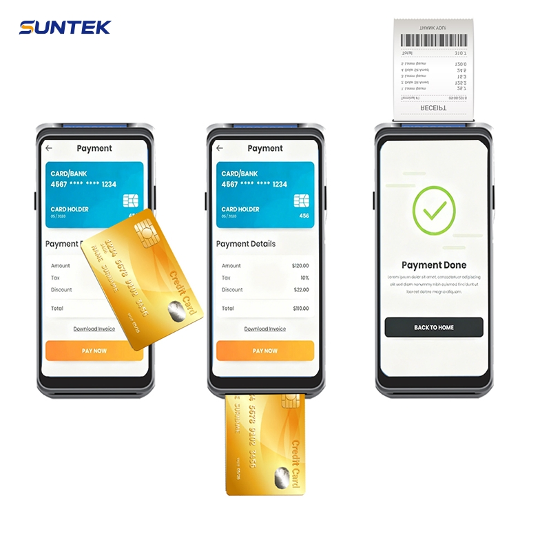 Suntek Portable Mobile Wireless 2GB RAM NFC Handheld Android PDA 2D Barcode Scanner POS Terminal with Built in Thermal Printer