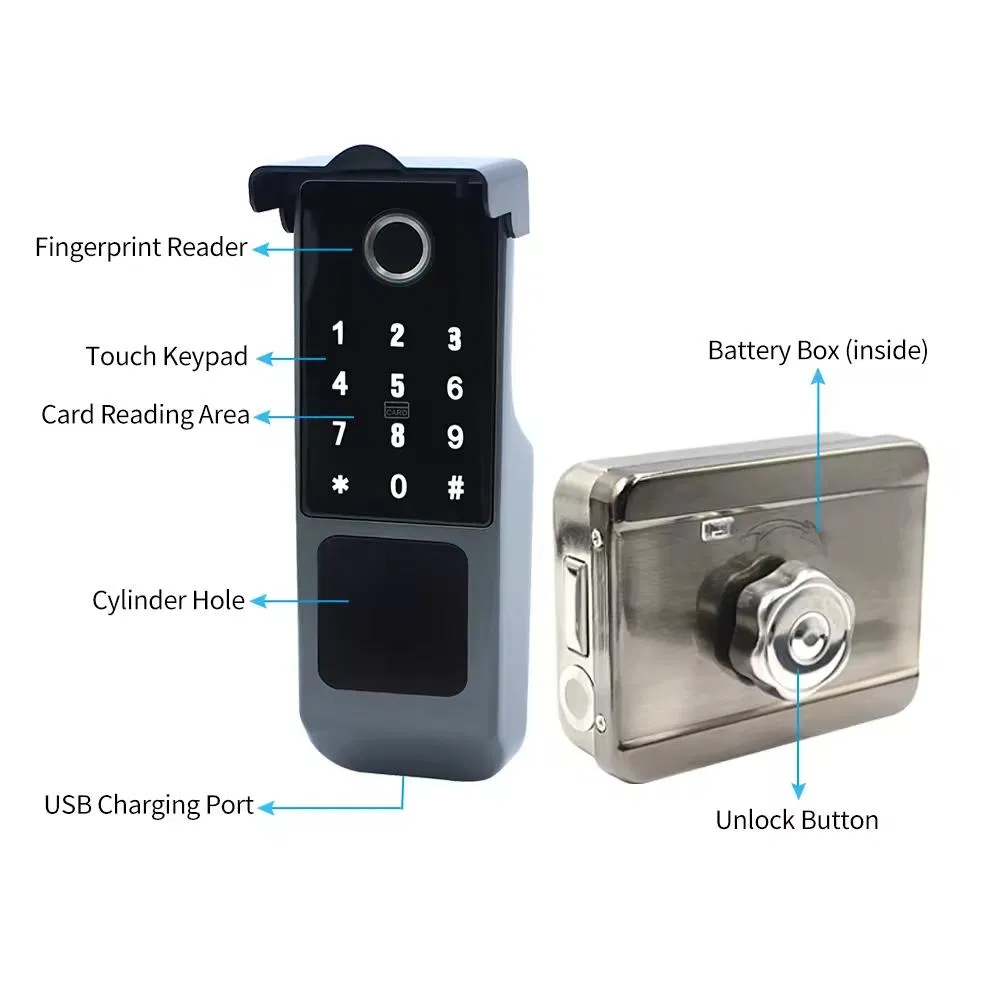 Hahalock APP Fingerprint Smart Door Lock Waterproof Outdoor Gate Bluetooth Password IC Card Lock Keyless Deadbolt Mechanical Key