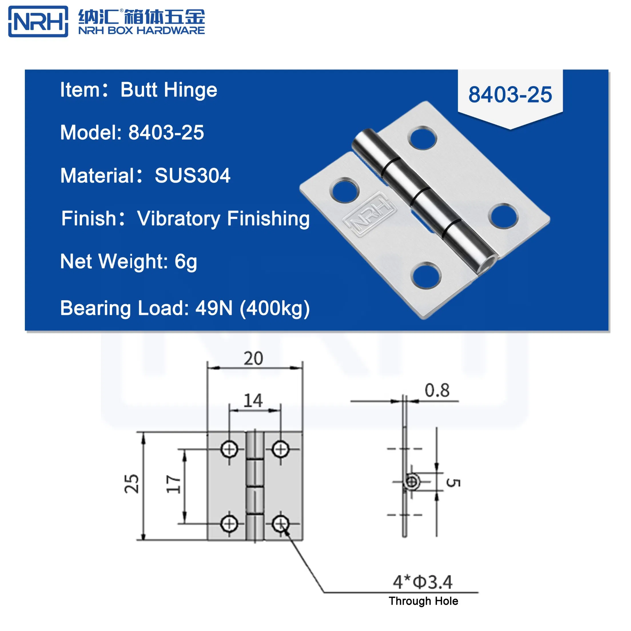 Factory Wholesales Flat Open Small Butt Hinge Stainless Steel Ball Bearing Mini Hinges