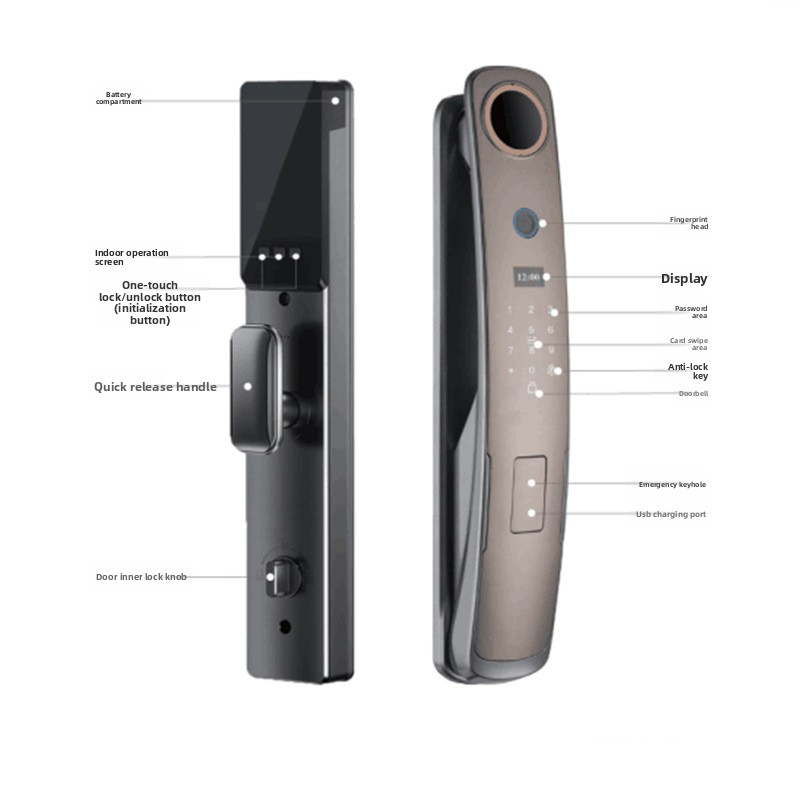 Automatic Fingerprint Anti-Theft Wooden Door Cat's Eye Mini Program Facial Recognition Palm Vein Electronic Lock