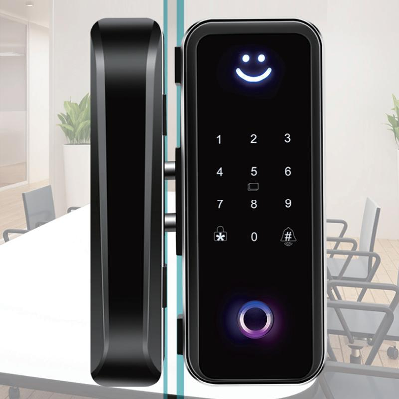 Zinc Fingerprint Password Smart Glass Door Lock for Home Apartment Office Door