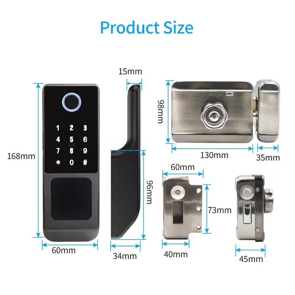 Hahalock APP Fingerprint Smart Door Lock Waterproof Outdoor Gate Bluetooth Password IC Card Lock Keyless Deadbolt Mechanical Key