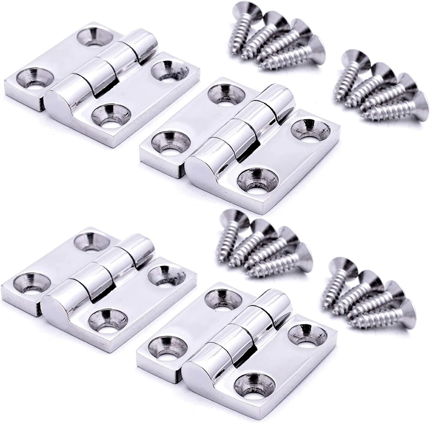 316 Stainless Steel 1-1/2 Inch × 1-1/2 Inch, Heavy Duty Casting Solid Butt Hinges, Boat Hatch Hinges Use for Boat Yacht, Pack of 4, Include Screws