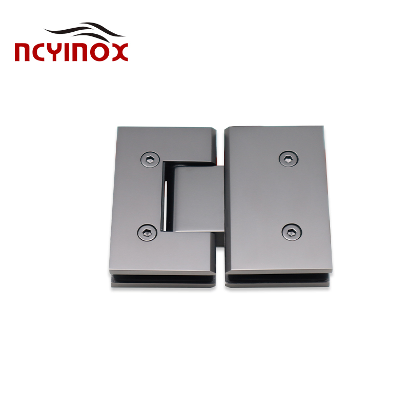 Heavy Duty Adjustable Solid Brass Spring Pivot Clamp Frameless Glass Door Hinge for Bathroom/Shower Room, Glass to Glass