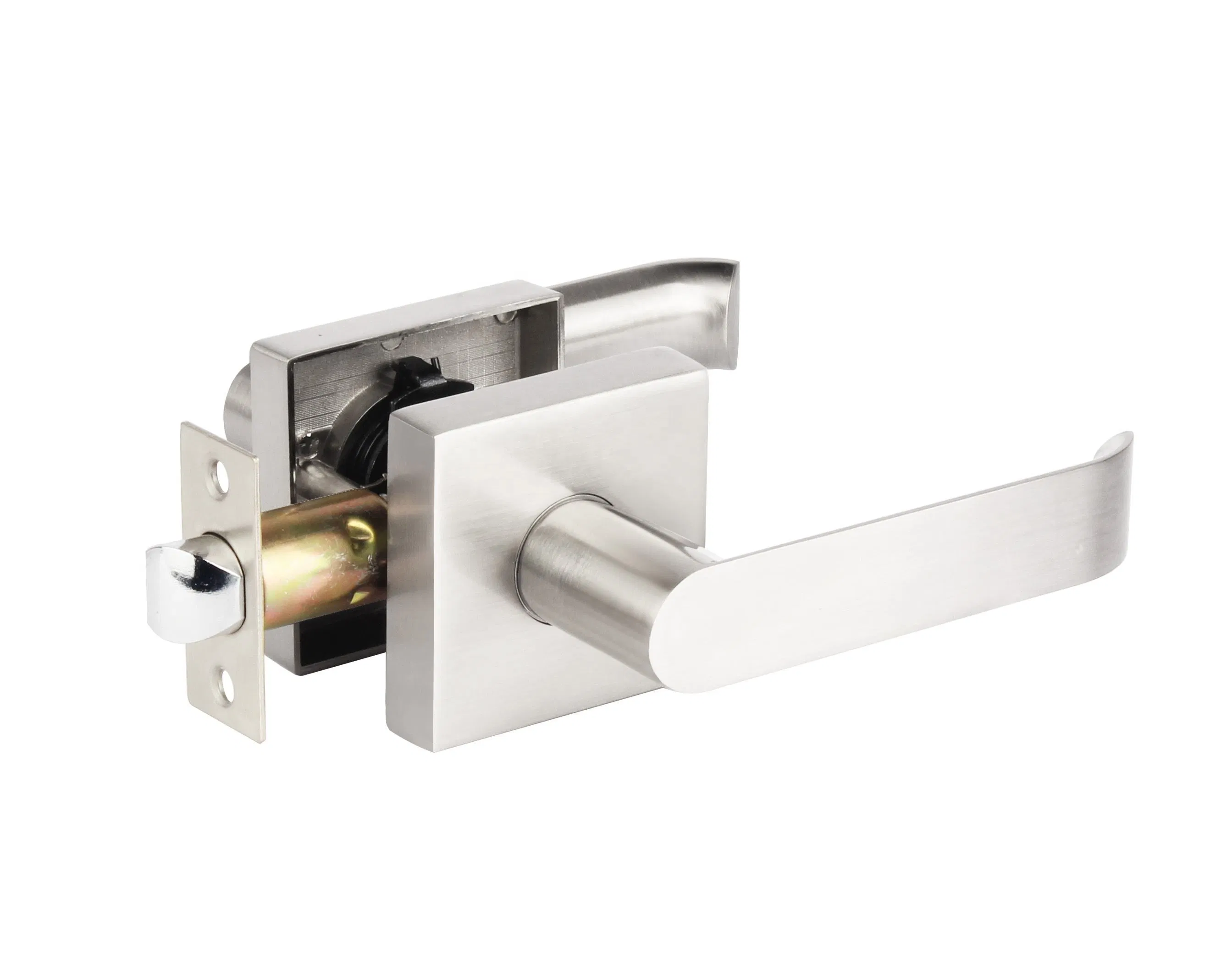 Mechanical Door Handle Lock Tubular Structure Keyed Entrance Privacy Bedroom Passage Door Brushed Satin Nickel