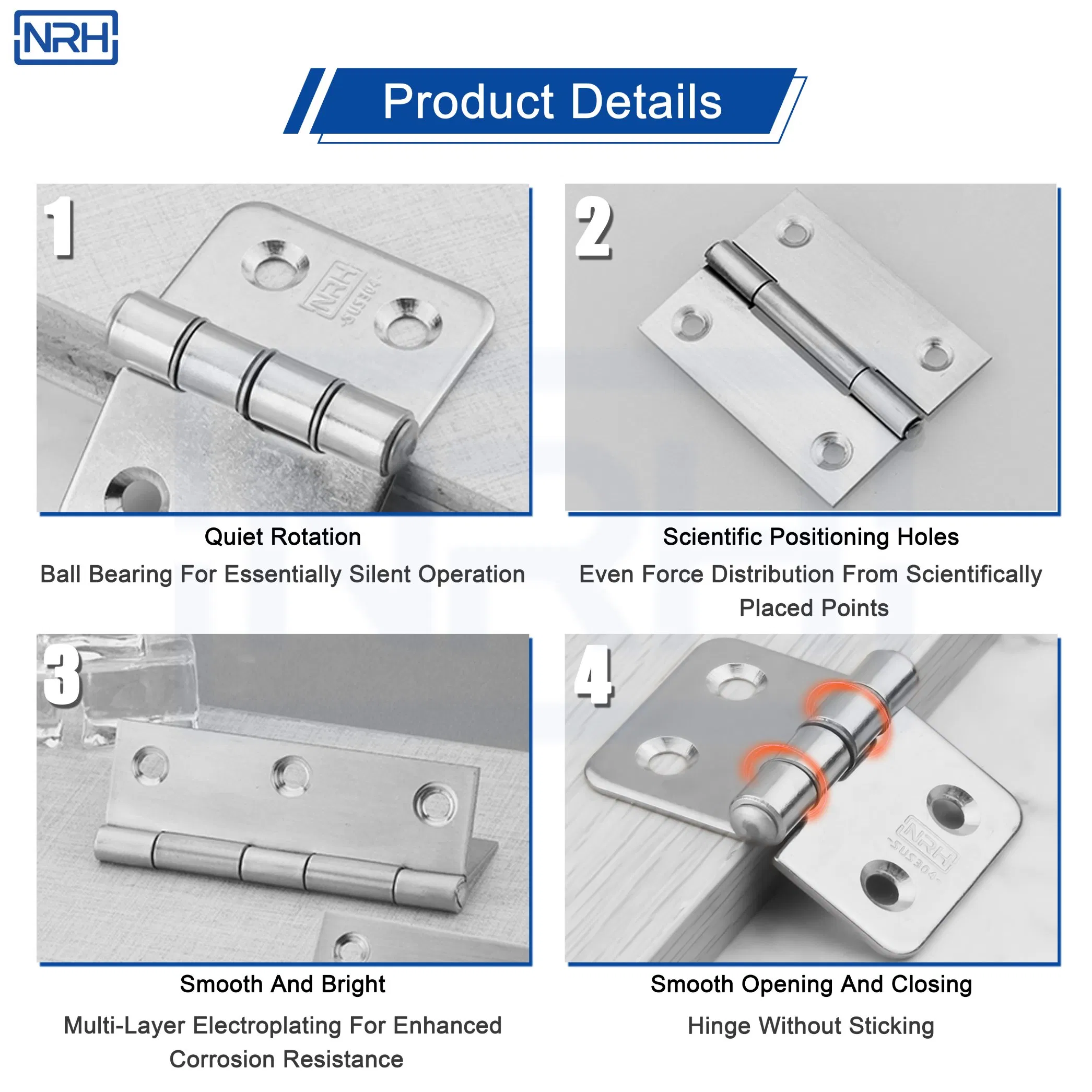 Factory Wholesales Flat Open Small Butt Hinge Stainless Steel Ball Bearing Mini Hinges