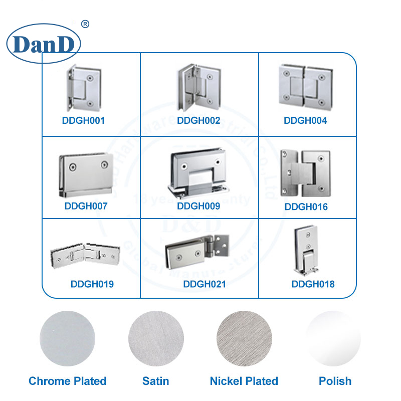 90 Degree Frameless SS304 Heavy Duty Spring Adjustable Door Hardware Fitting Brass Pivot Glass Clamp Clip Connector to Bathroom Shower Room Glass Door Hinge