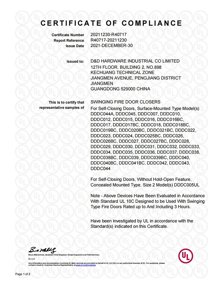 UL Certificate 1