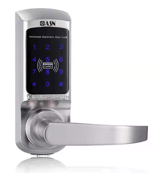 Zinc Alloy Silver Smart Door Lock, IC Card/ Password/ Fingerprint Recognition/ Mechanical Open, Special Design for Wooden Door