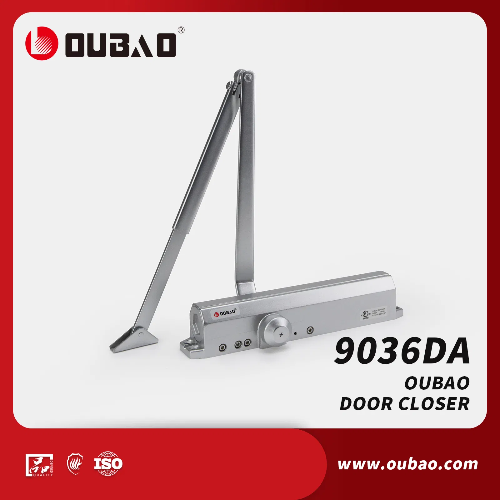 Oubao CE UL Building Door Hardware Fittings Aluminium Hydraulic Fire Spring Heavy Duty Door Closer (9036DA)