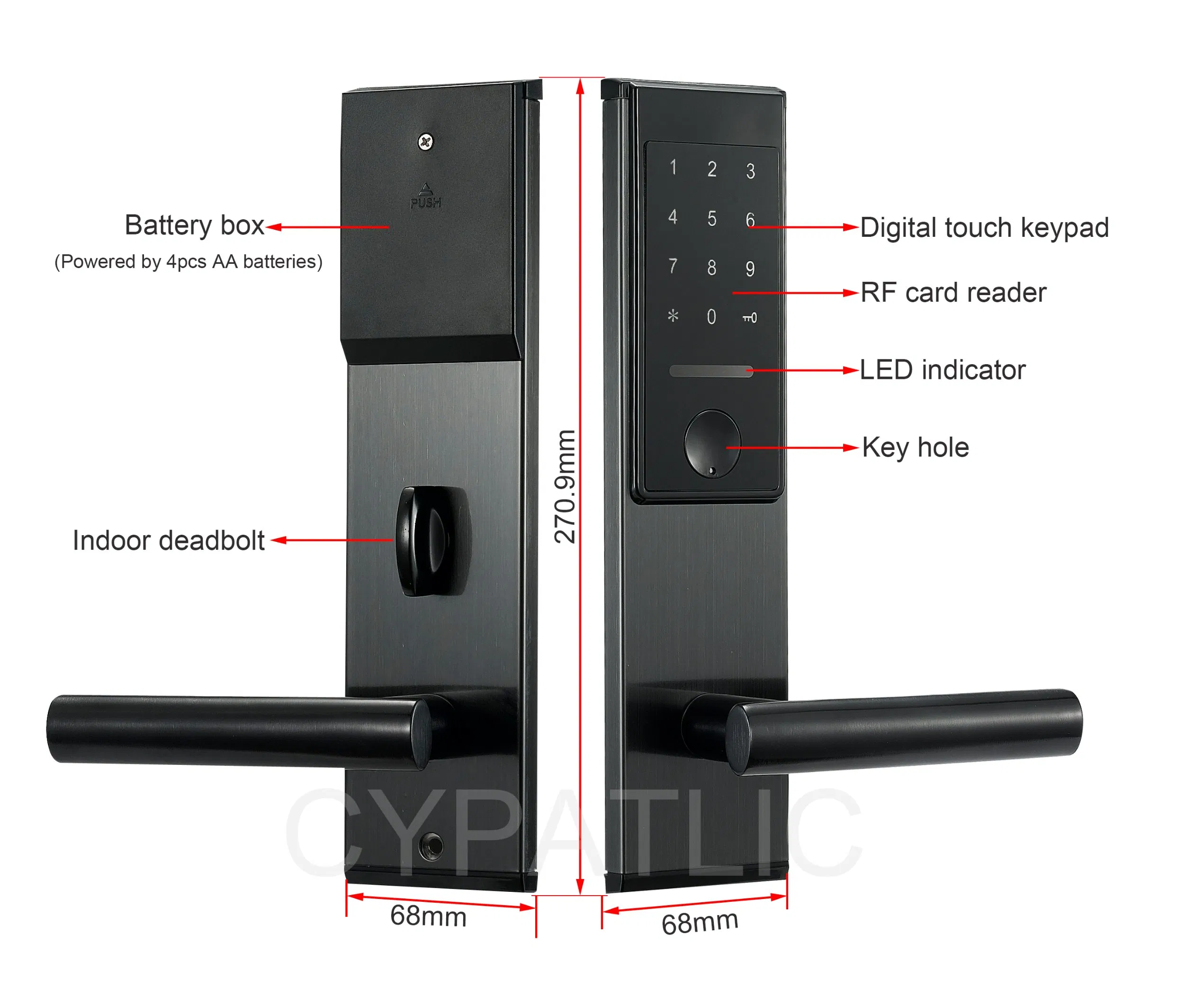 Keyless Entry Electronic Smart Bluetooth Door Lock with Ttlock APP