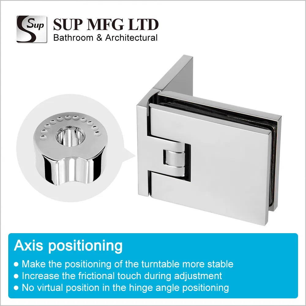 Slim Gap Solid Brass Shower Glass Door Hinge Adjustable with Cover