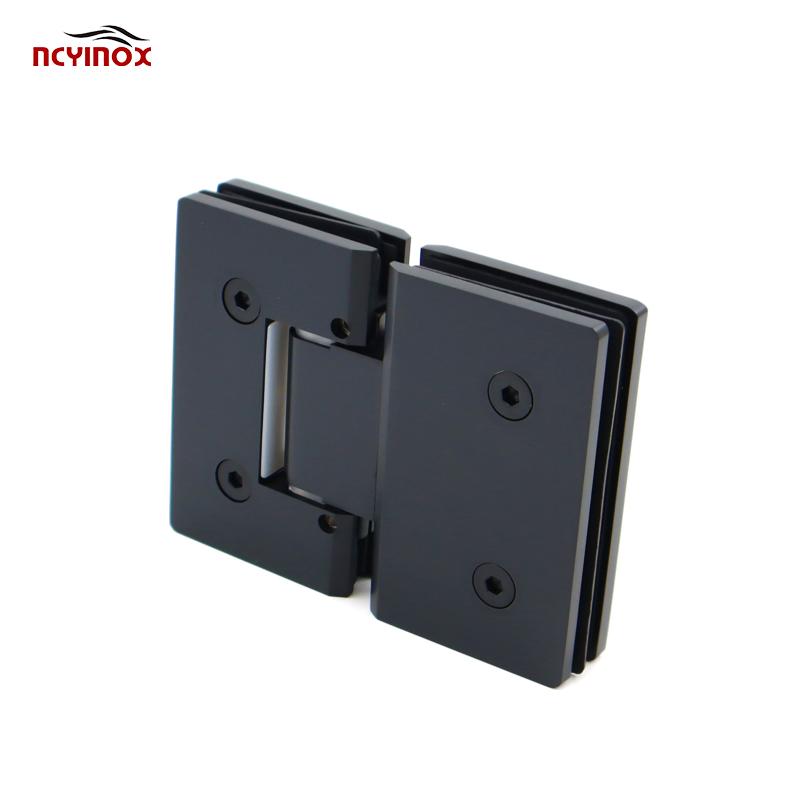 Heavy Duty Adjustable Solid Brass Spring Pivot Clamp Frameless Glass Door Hinge for Bathroom/Shower Room, Glass to Glass