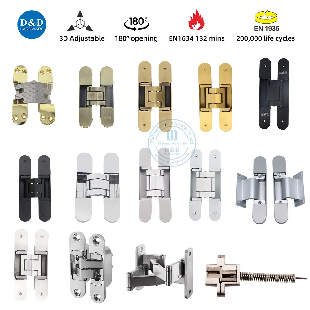 European German Italy Zinc Alloy Wholesale Heavy Duty Load Stainless Steel 3D Hidden Glass Door Hinge Cover Adjustable Invisible Concealed Hinge Supplier