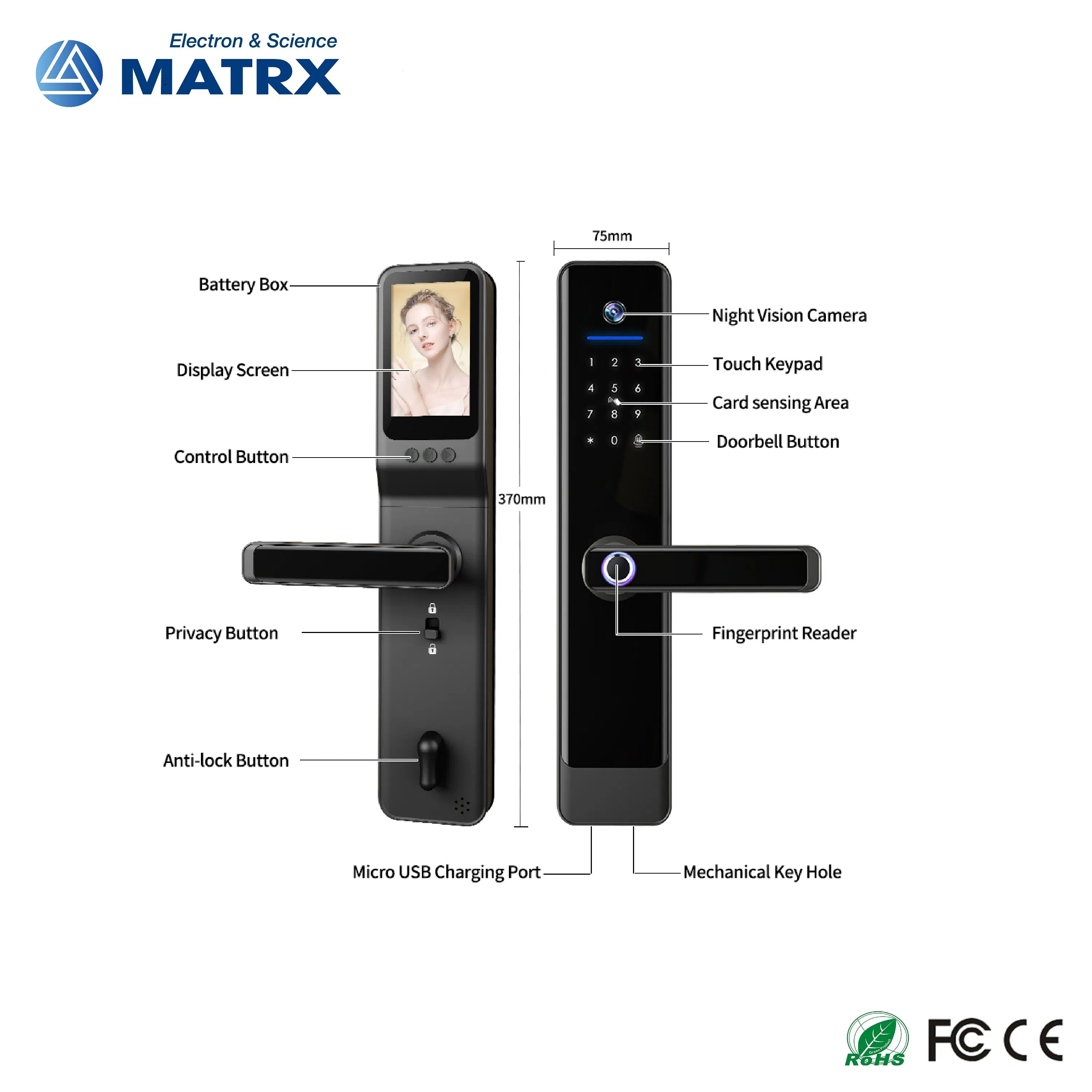 Guangdong Tuya Electronic Digital Sliding Handle Smart Door Lock with Camera