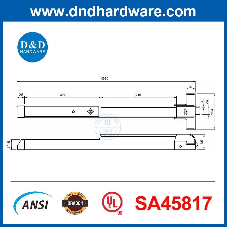 Chinese Manufacturer Steel Panic Exit Device UL Listed Emergency Touch Push Bar
