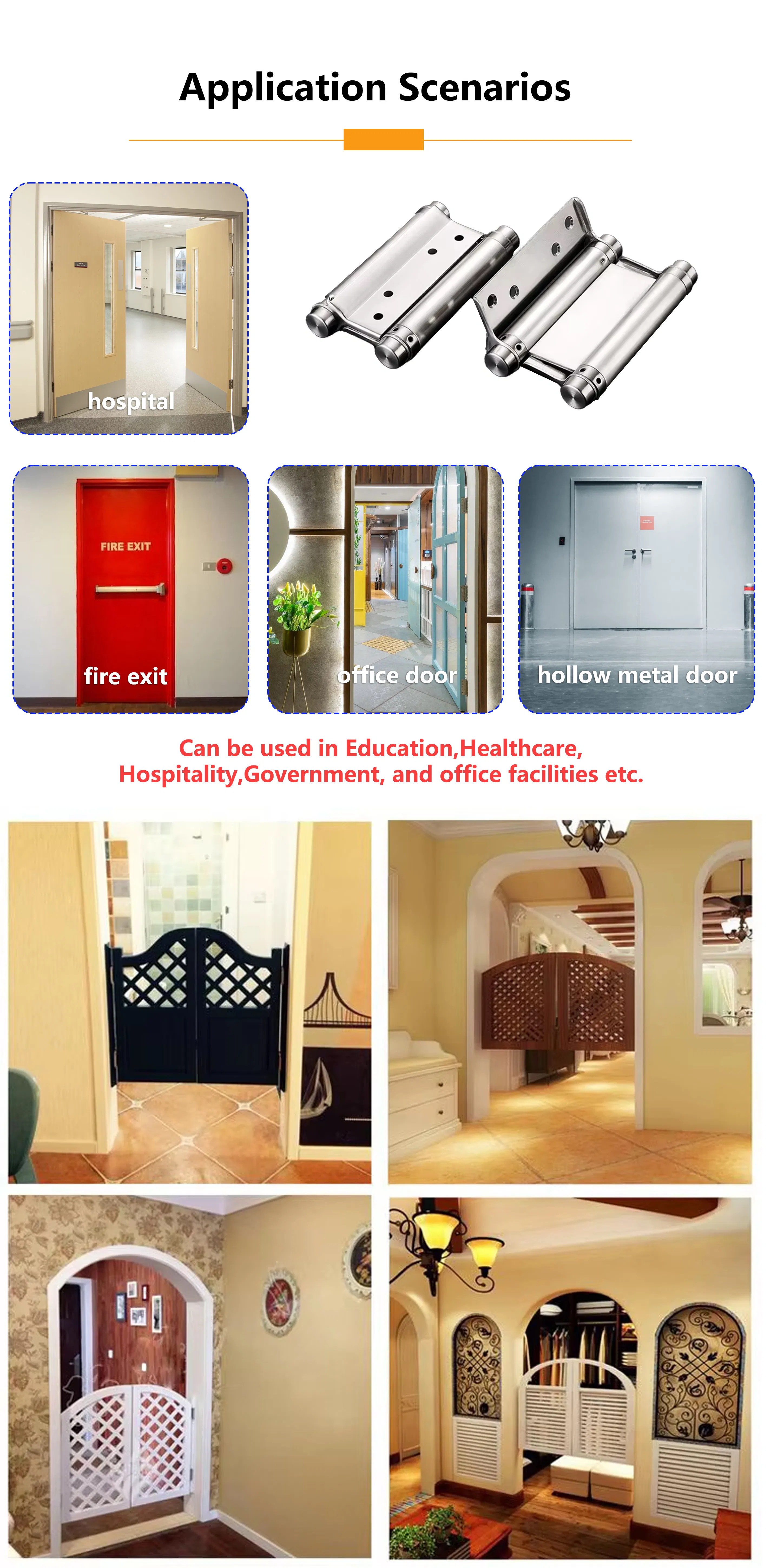 Stainless Steel Door Swing Self Closing Double Action Spring Hinges