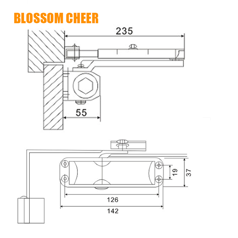 Square Back Automatic Door Closer with Hydraulic Mechanism for Smooth Operation