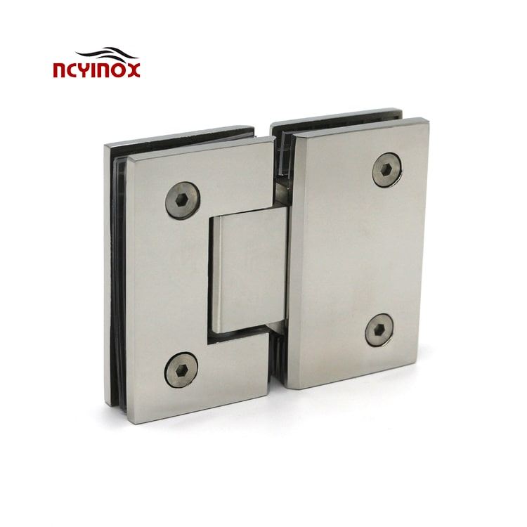 Heavy Duty Adjustable Solid Brass Spring Pivot Clamp Frameless Glass Door Hinge for Bathroom/Shower Room, Glass to Glass