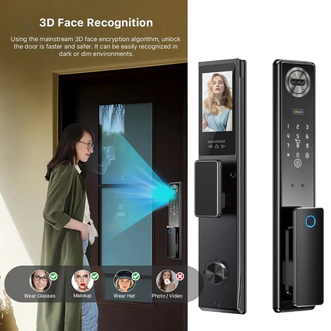 Face Recognition Smart Door Lock 6068 Mortise Tuya WiFi Fingerprint Cerradura Inteligente Digital Lock with Camera for Home